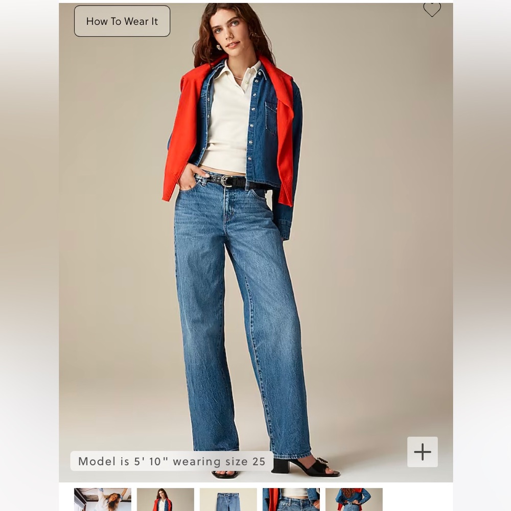 J Crew Lower Rise Wide Leg Jean